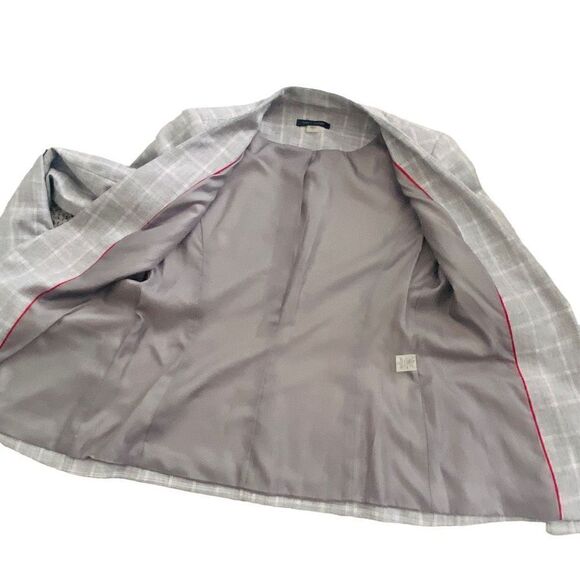 NWOT Tommy Hilfiger Womens Sz 2 Gray Plaid Blazer Lined Long  Career Wear, f23 - Picture 12 of 12